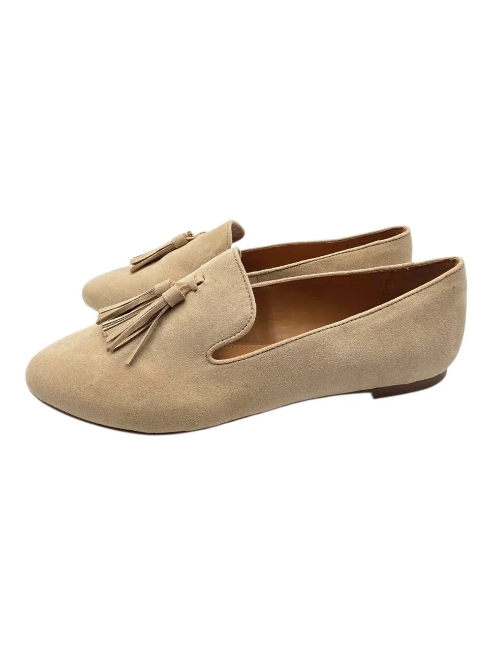 J. Crew Tan Suede Tassel Loafers for Women Size 8